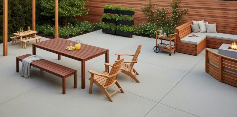 Weekend outdoor furniture projects built to last — cedar, cypress, and pressure-treated wood in real backyard settings.