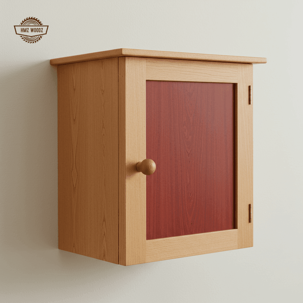 HMZ Woodz Small Wooden Wall Cupboard | DIY Red Panel Cabinet