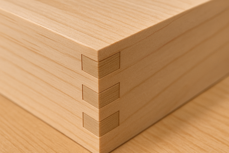 Perfect box joint results from DIY table saw jigs for precise cuts showing seamless finger joints