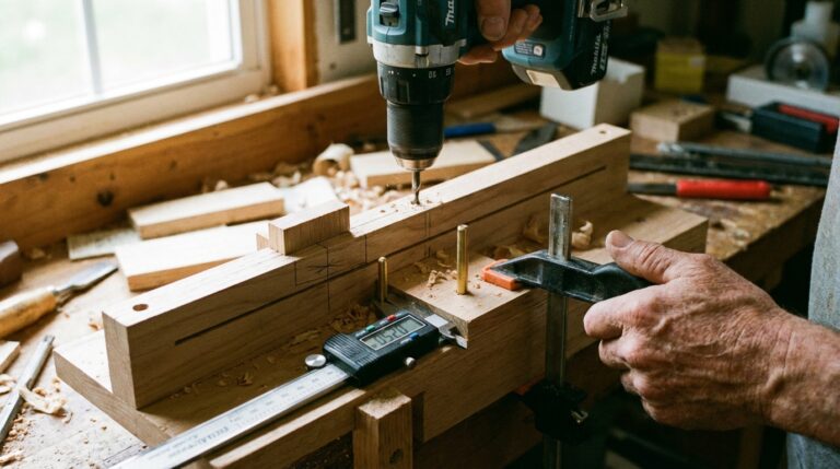 How to build DIY table saw jigs for precise cuts showing hands-on assembly of box joint jig indexing system for accurate woodworking joinery.