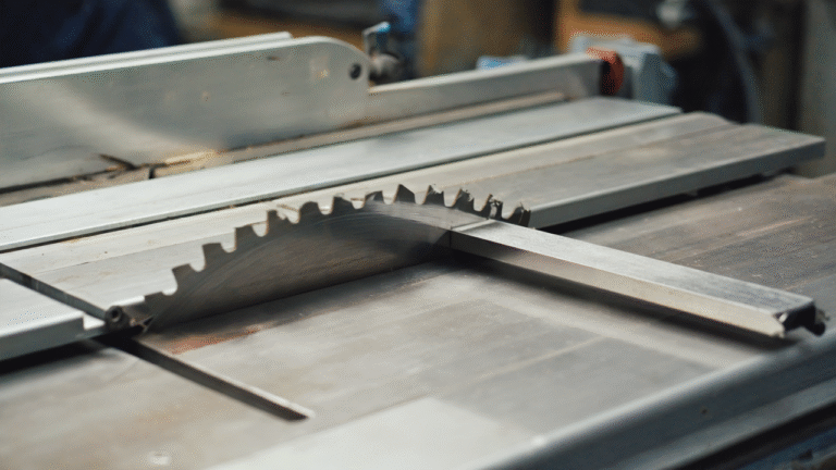 Testing table saw blade deflection with straight edge and feeler gauge