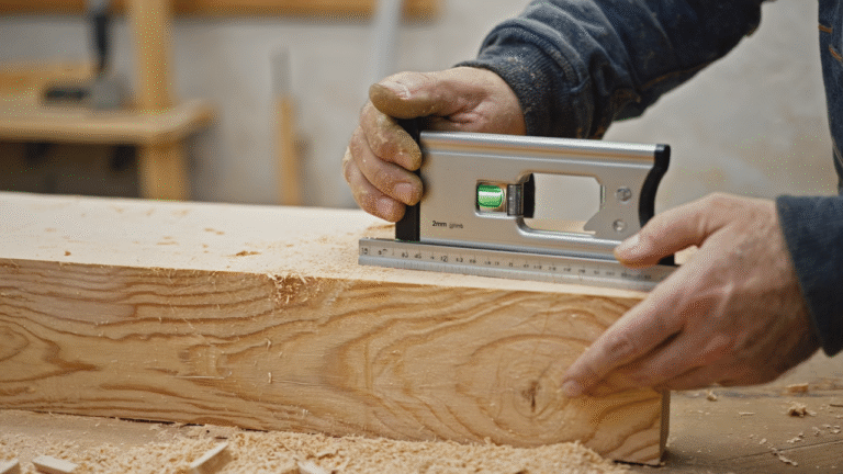 Table saw not cutting square shown with precision square revealing gap in wood cut