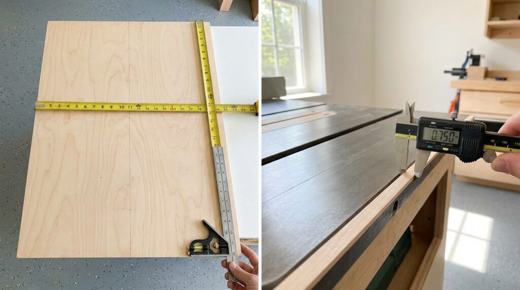 Step 2 building DIY table saw jigs for precise cuts showing runner installation technique for smooth sled movement without binding