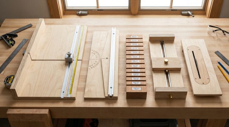 DIY table saw jigs for precise cuts showing 5 essential jigs that guarantee accuracy and safety in woodworking projects