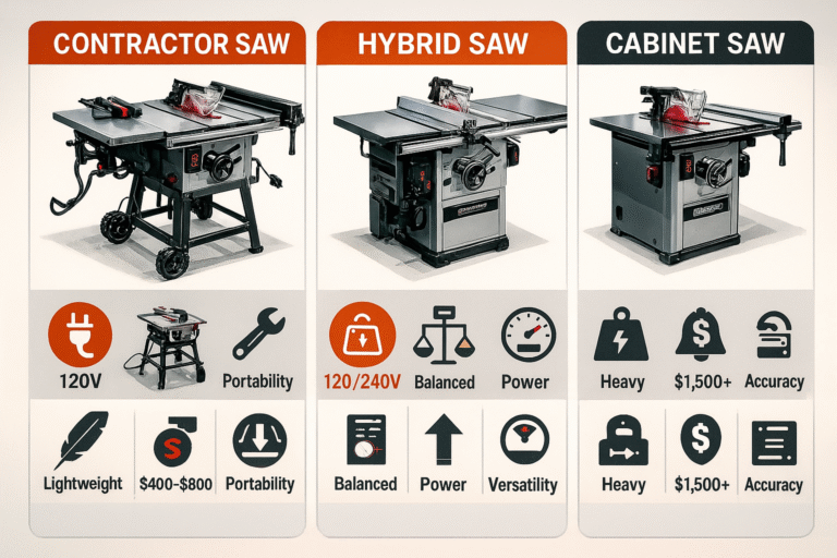 Beginner woodworker with hybrid table saw — real-world recommendation for contractor vs cabinet saw decision