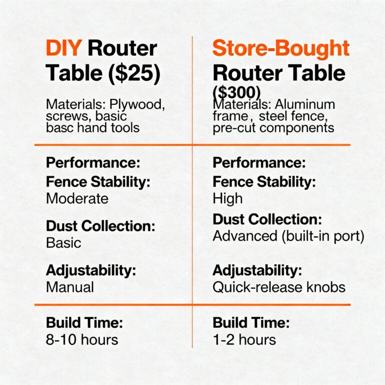 DIY router table plans — $25 homemade build outperforms $300 store-bought model in precision, stability, and dust collection.