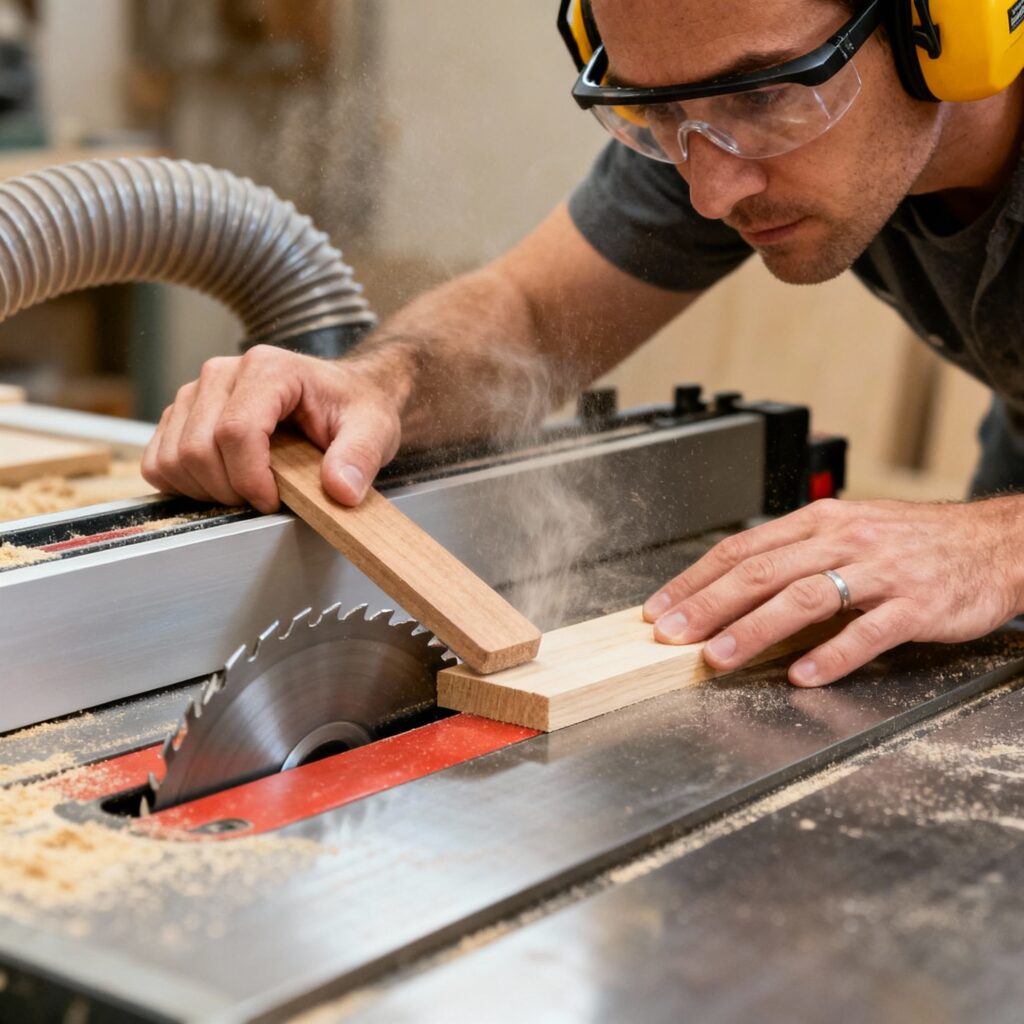 Woodworking shop safety checklist — 3-zone system with key safety protocols for each area.