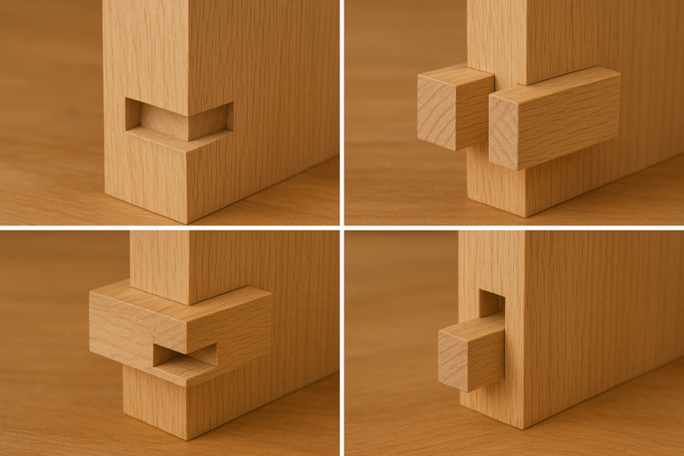 Table saw guide to joinery: professional dado, half-lap, finger joint and mortise-and-tenon examples