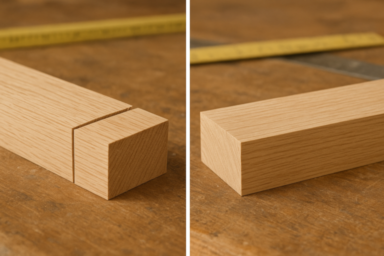 Woodworking mistakes beginners make with table saw fence alignment showing before and after results of proper calibration