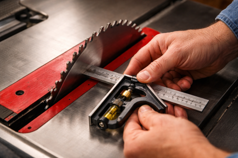 How to fix why your table saw isn't square by checking blade alignment with combination square for dead-square results