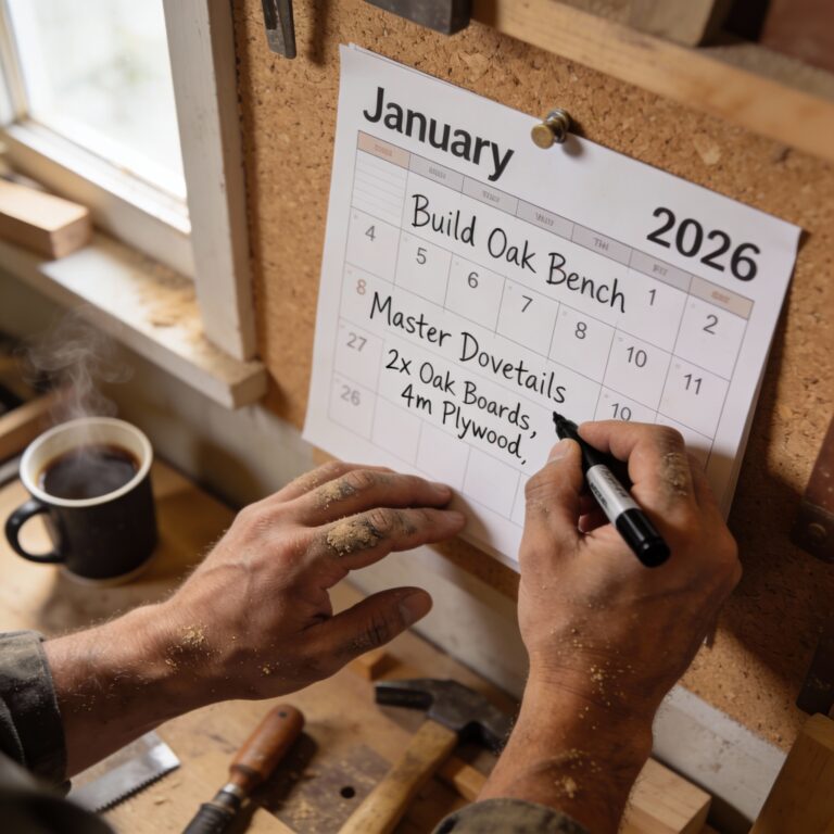 How to plan woodworking projects for 2026 showing hands-on calendar planning technique for successful year