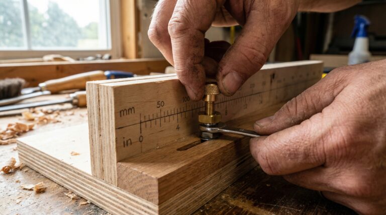 How to build table saw fence micro-adjust jig showing hands-on installation of hanger bolt mechanism for precise fence alignment
